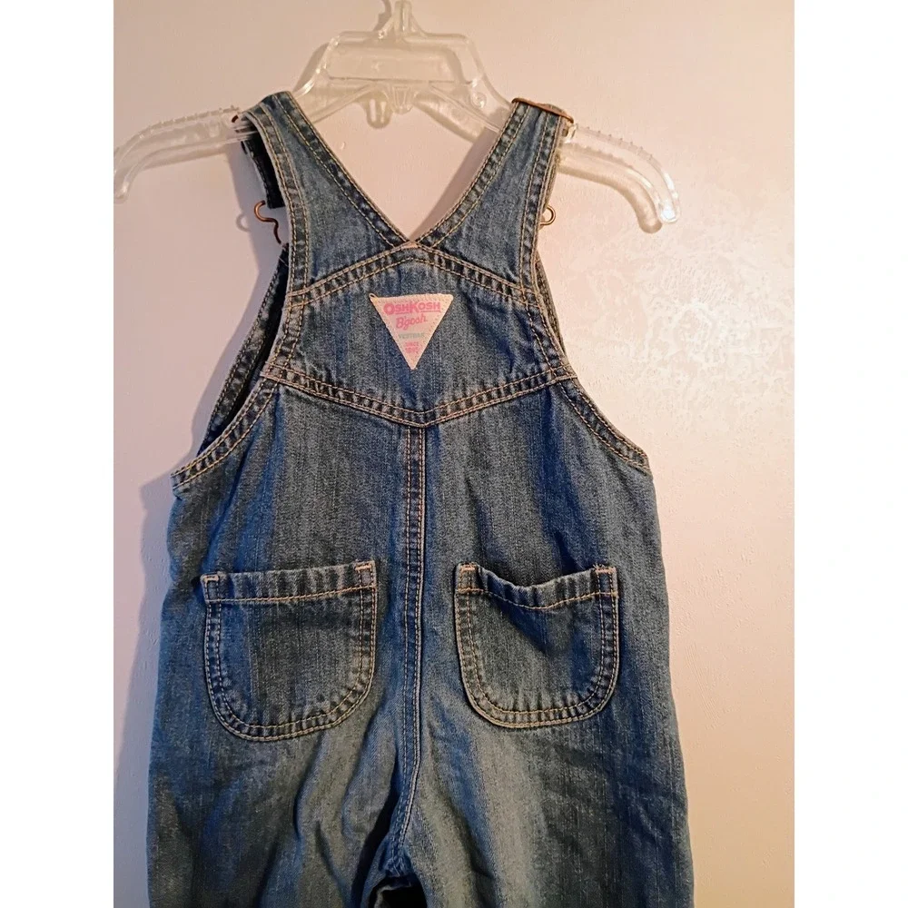 OshKosh Bgosh Denim Overalls Flower Applique Kids 18 Months‎